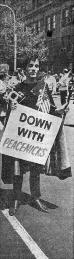 Image from the 1967 pro-war march, courtesy of the Village Voice. 